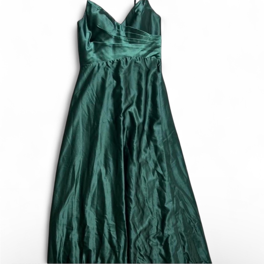 Green Satin Prom Dress - Picture 2 of 5
